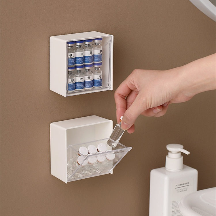 Wall-Mounted Dust-Proof Storage Box Transparent And Traceless Storage Box Wall Storage Flap Cotton Swab Small Items Sorting Storage Box