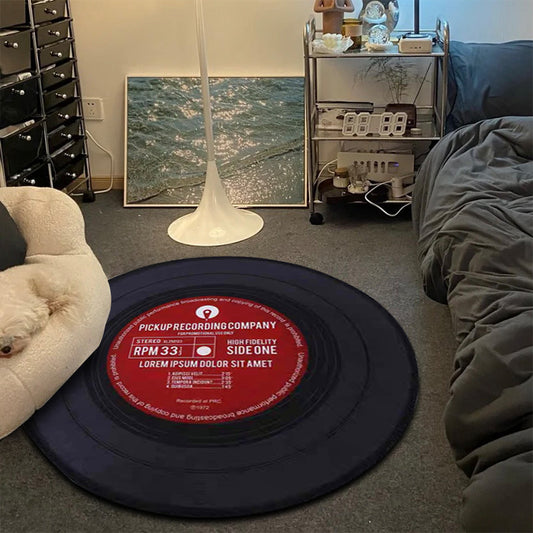 Vinyl record disk floor mat hanging basket round floor mat carpet living room, tea table, children non-slip foot mat