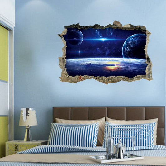 3D Outer Space Galaxy Planet Wall Stickers for Kids Children Bedrooms Decals Home Decor