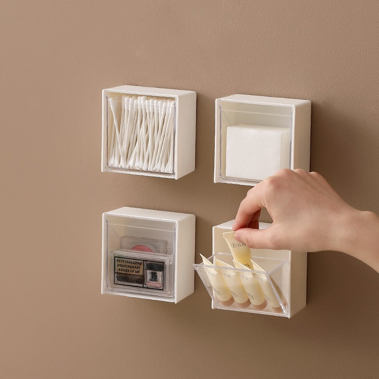 Wall-Mounted Dust-Proof Storage Box Transparent And Traceless Storage Box Wall Storage Flap Cotton Swab Small Items Sorting Storage Box