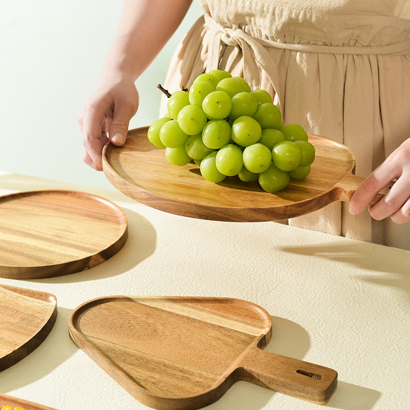 Acacia Wood Pizza Plate Kitchen Tableware Wooden Steak Sushi Barbecue Bread Tray Tableware Western Dishes