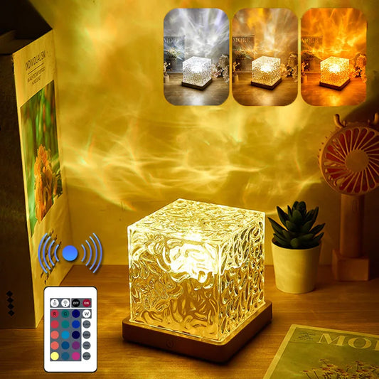 3/16 Colors Dynamic Rotating Water Ripple Projector Night Light Flame Crystal Lamp