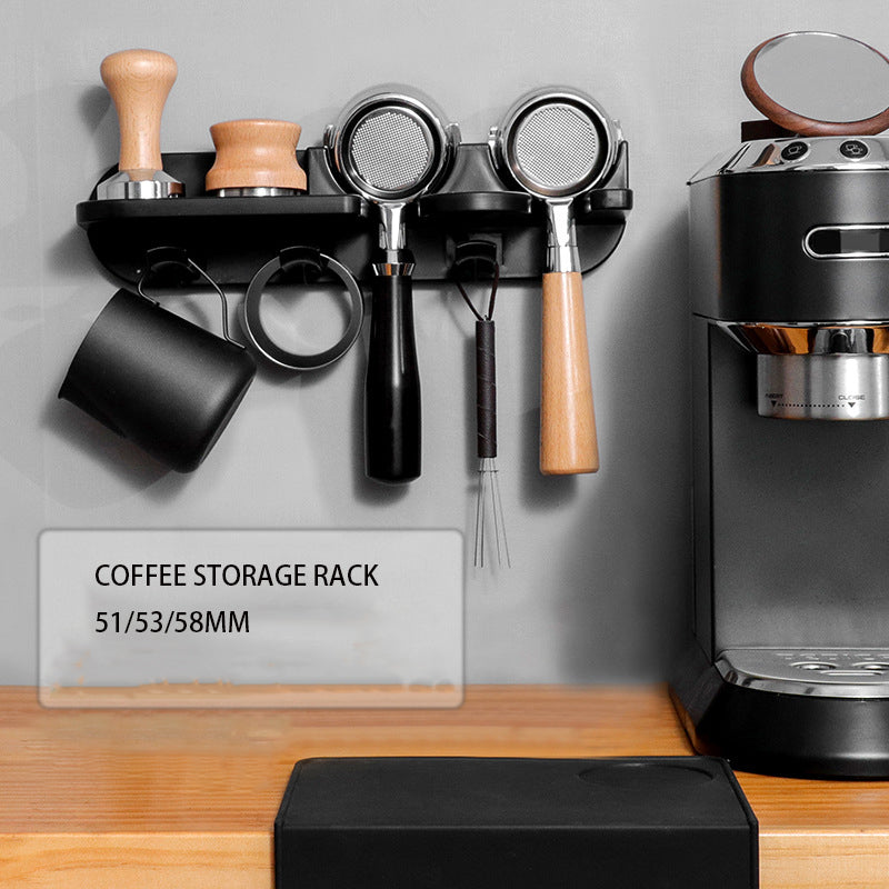 Coffee Machine Utensils Storage No-Punch Coffee Machine Handle Cloth Powder Organizer Wall Rack Press Powder Hammer