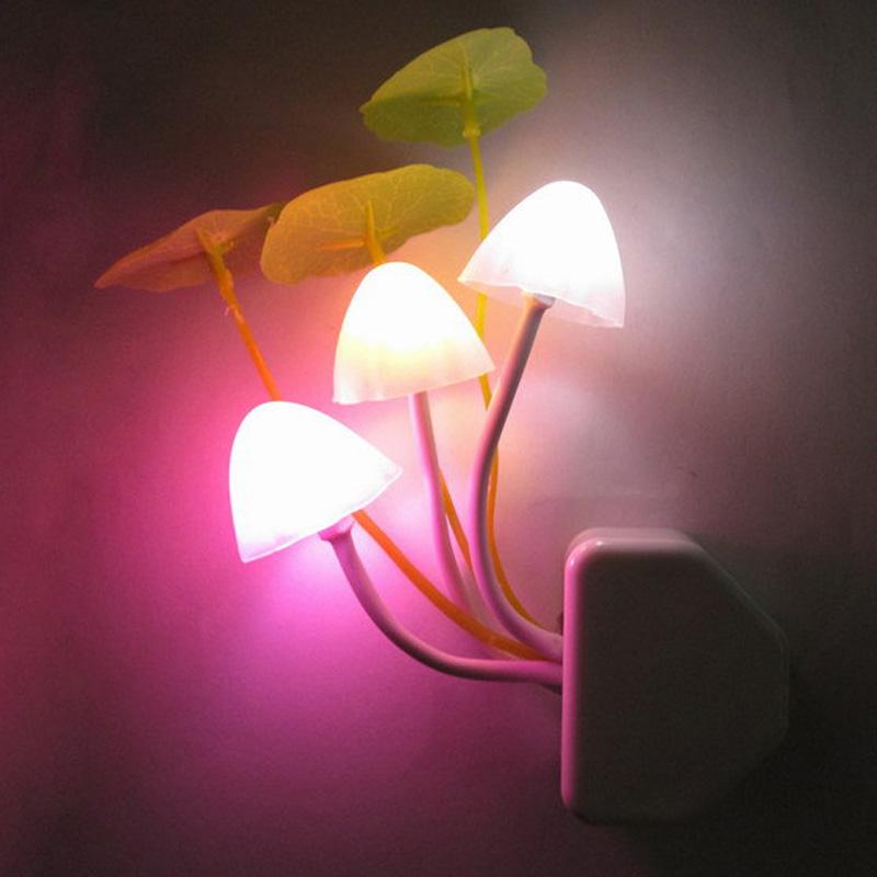 Mushroom Fungus Night Light  Sensor 220V 3 LED Colorful Mushroom Lamp Led Night Lights