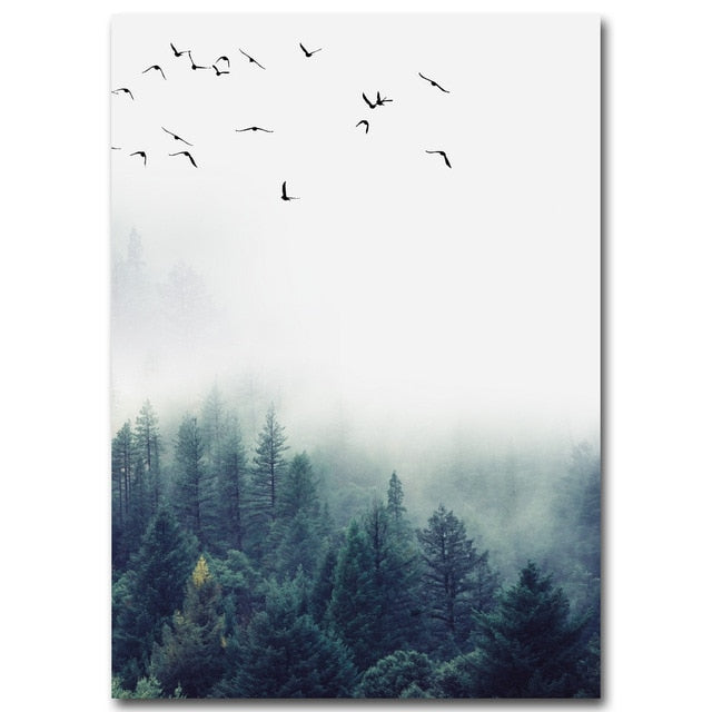 Nordic Decoration Forest Lanscape Wall Art Canvas Poster and Print Canvas Painting