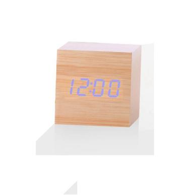 Multicolor Sounds Control Wooden Clock New Modern Wood Digital LED Desk Alarm Clock Thermometer Timer Calendar Table Decor