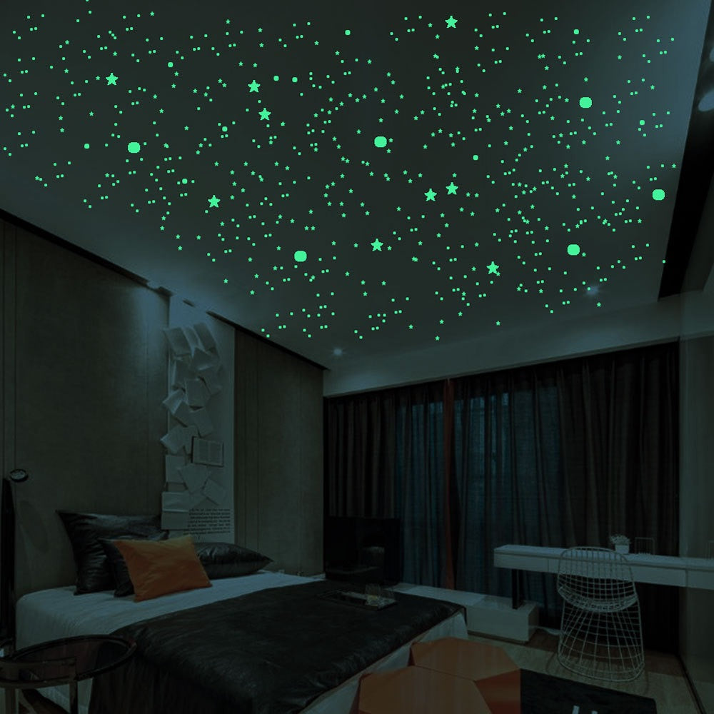 1Pcs 3D domed and stars  wall stickers night glow in the dark bright stars wall stickers Fluorescent