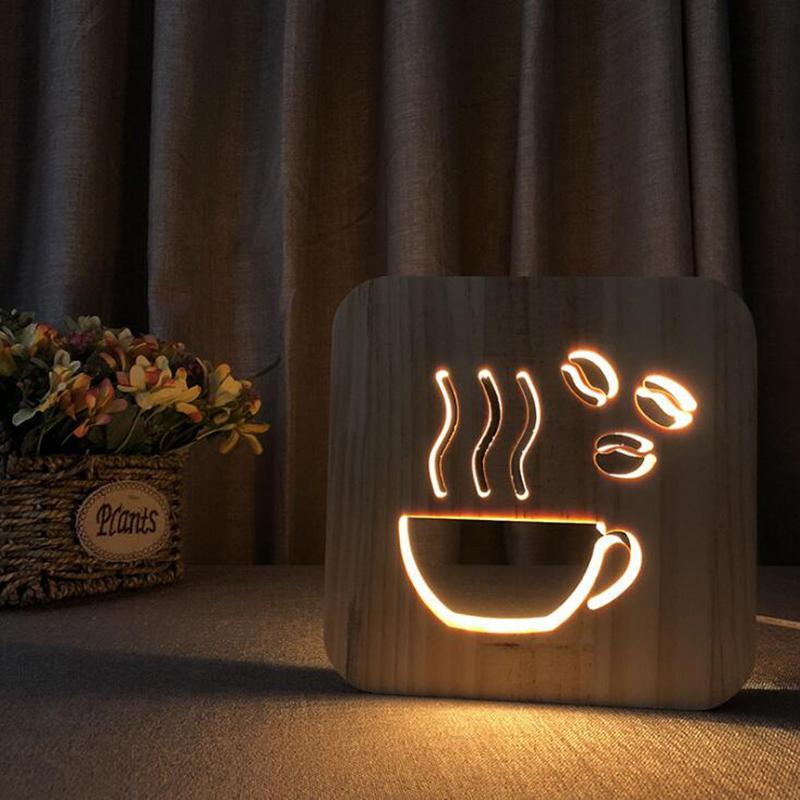 Elephant 3D LED Wood Night Light 3D Illusion Luminaria Baby Lamp