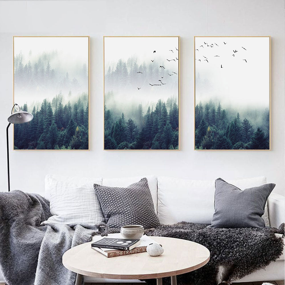 Nordic Decoration Forest Lanscape Wall Art Canvas Poster and Print Canvas Painting