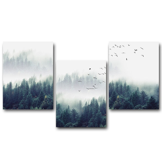 Nordic Decoration Forest Lanscape Wall Art Canvas Poster and Print Canvas Painting