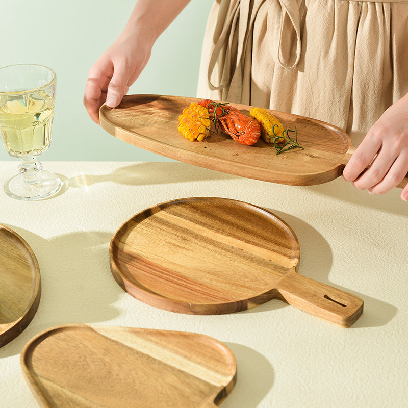 Acacia Wood Pizza Plate Kitchen Tableware Wooden Steak Sushi Barbecue Bread Tray Tableware Western Dishes