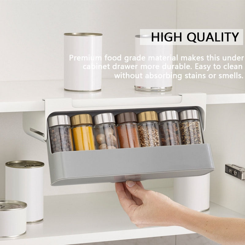 Home Kitchen Self-adhesive Wall-mounted Under-shelf Spice Organizer Spice Bottle Storage Rack Kitchen Supplies Storage In Stock