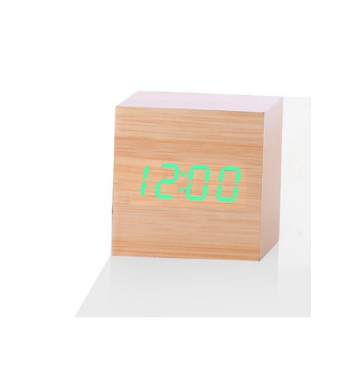 Multicolor Sounds Control Wooden Clock New Modern Wood Digital LED Desk Alarm Clock Thermometer Timer Calendar Table Decor