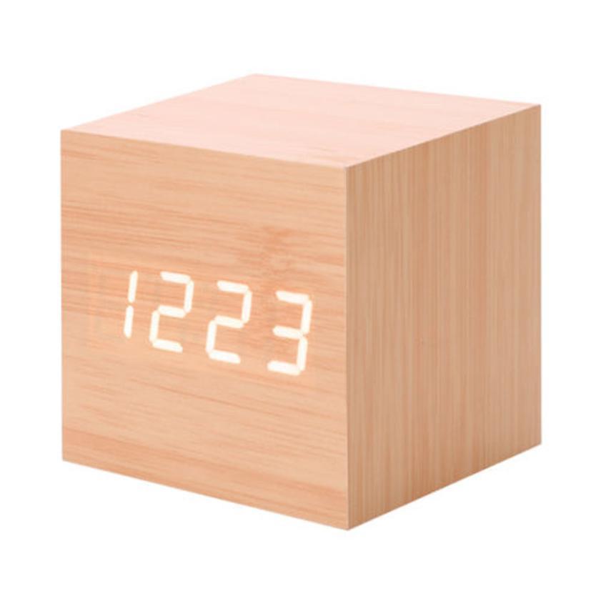 Multicolor Sounds Control Wooden Clock New Modern Wood Digital LED Desk Alarm Clock Thermometer Timer Calendar Table Decor