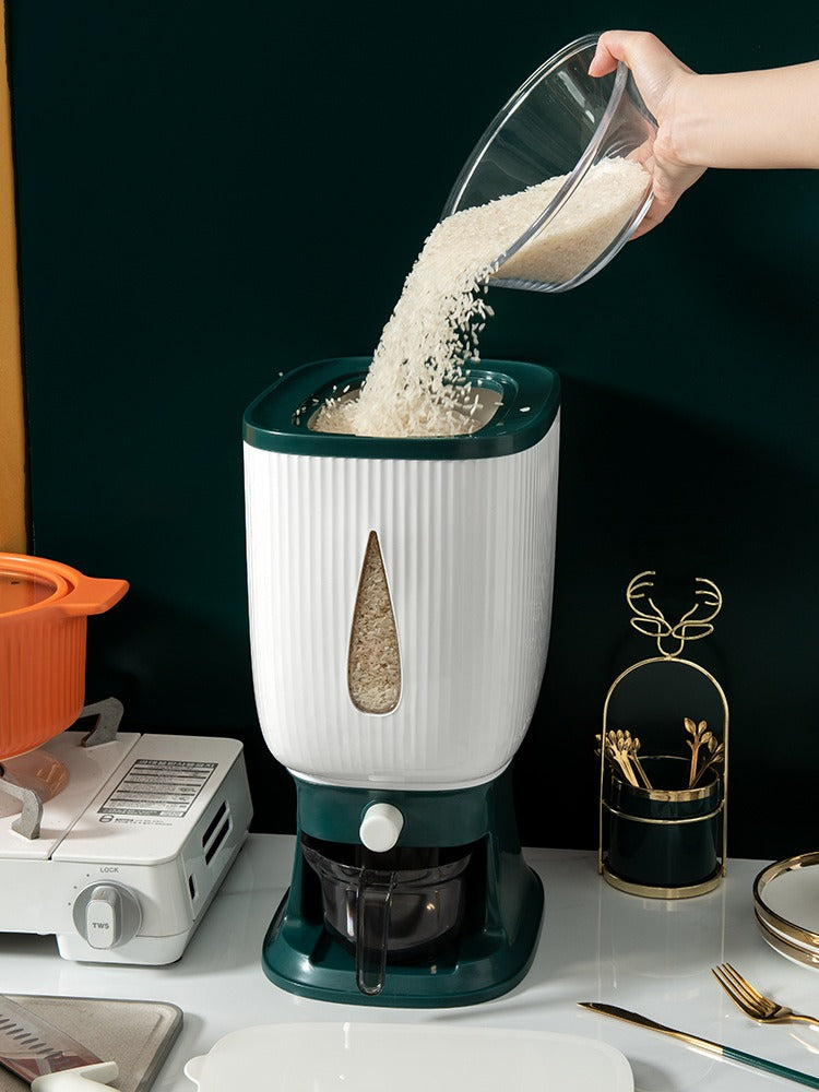 Measuring rice storage bucket jar press out dispenser