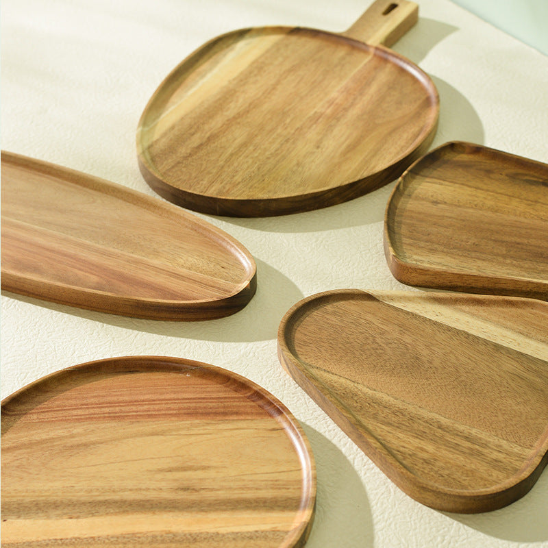 Acacia Wood Pizza Plate Kitchen Tableware Wooden Steak Sushi Barbecue Bread Tray Tableware Western Dishes