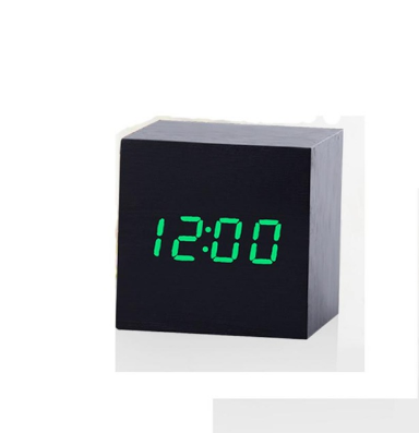 Multicolor Sounds Control Wooden Clock New Modern Wood Digital LED Desk Alarm Clock Thermometer Timer Calendar Table Decor