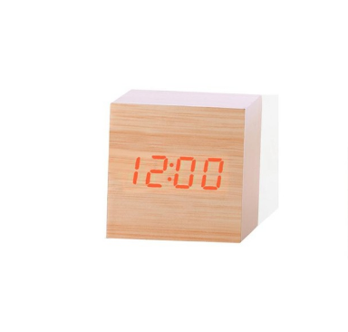 Multicolor Sounds Control Wooden Clock New Modern Wood Digital LED Desk Alarm Clock Thermometer Timer Calendar Table Decor