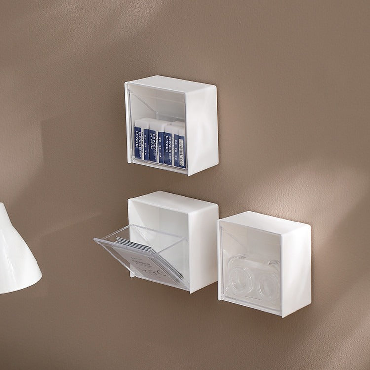 Wall-Mounted Dust-Proof Storage Box Transparent And Traceless Storage Box Wall Storage Flap Cotton Swab Small Items Sorting Storage Box