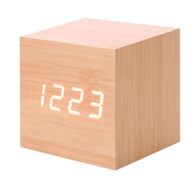 Multicolor Sounds Control Wooden Clock New Modern Wood Digital LED Desk Alarm Clock Thermometer Timer Calendar Table Decor