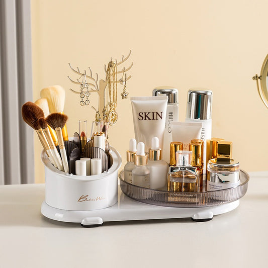 Dressing table rotating storage rack