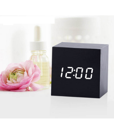 Multicolor Sounds Control Wooden Clock New Modern Wood Digital LED Desk Alarm Clock Thermometer Timer Calendar Table Decor