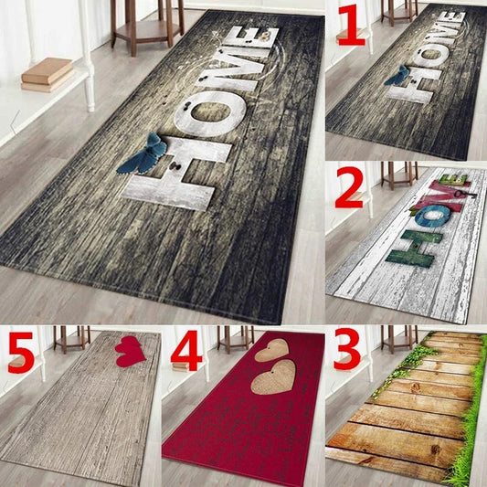 WUJIE Fashion "Home" Printed Wood Pattern Floor Rug for Living Room Washable Bedroom Mat Home Decor Kitchen Carpet Welcome Mat