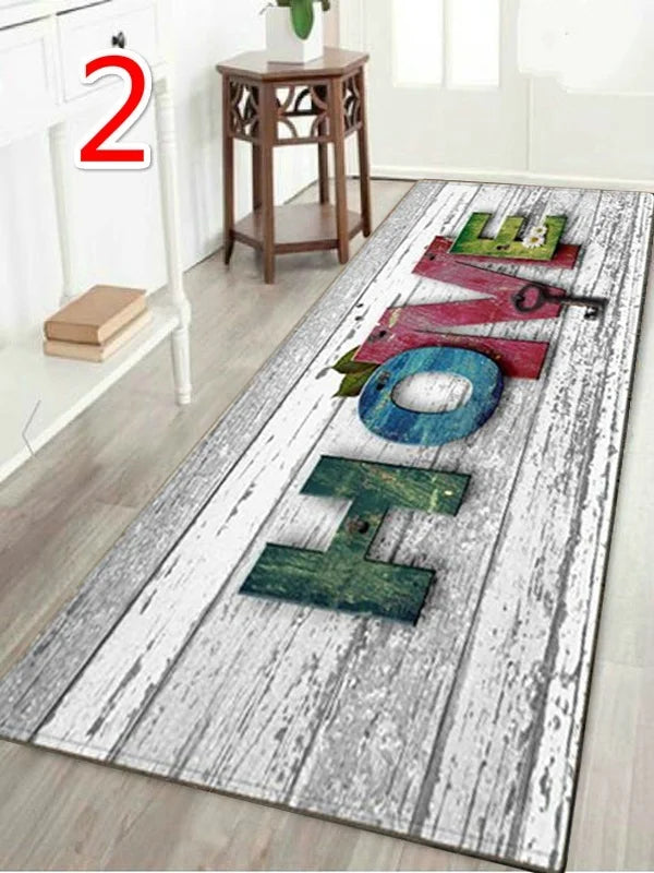 WUJIE Fashion "Home" Printed Wood Pattern Floor Rug for Living Room Washable Bedroom Mat Home Decor Kitchen Carpet Welcome Mat