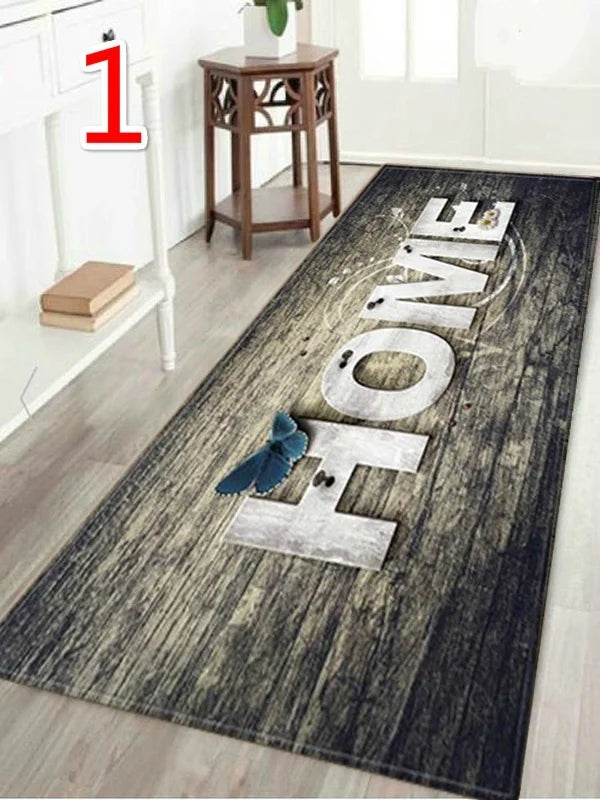 WUJIE Fashion "Home" Printed Wood Pattern Floor Rug for Living Room Washable Bedroom Mat Home Decor Kitchen Carpet Welcome Mat